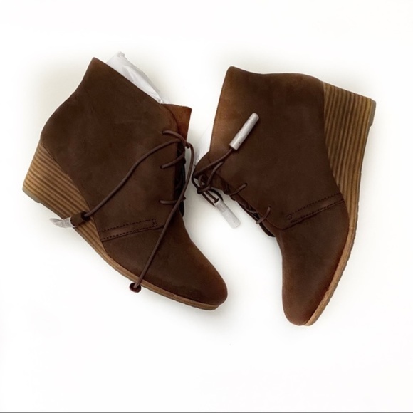 Dr. Scholl’s Dakota Wedge Booties Dark Brown 9.5 Faux Suede Vegan - Picture 5 of 9